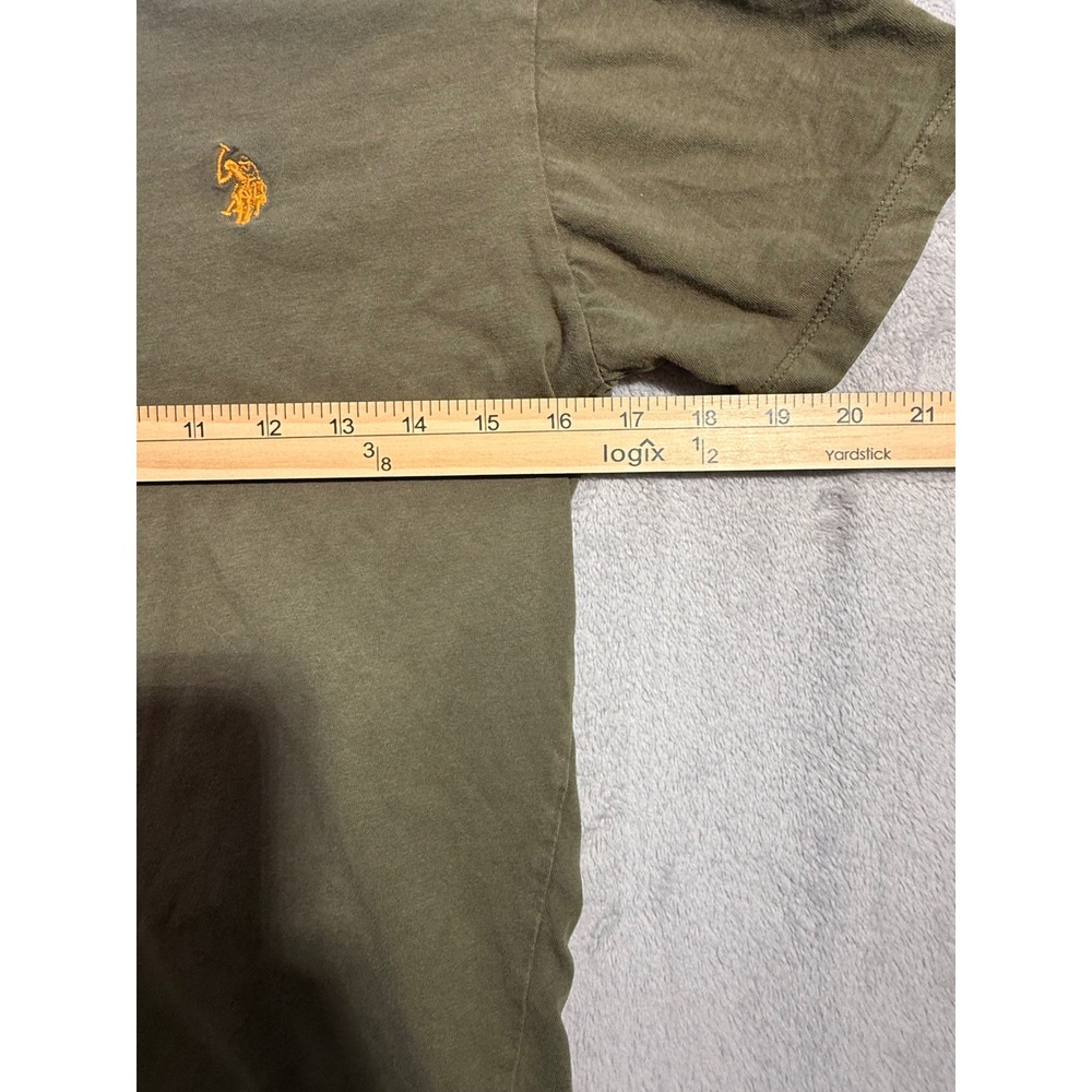 US Polo Assn Boys XS Olive Green Short Sleeve Crewneck T-Shirt Orange Logo - Picture 4 of 6